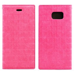 Samsung Galaxy S6 Slim Wave Magnetic Flip Leather Wallet Case (Hot Pink)